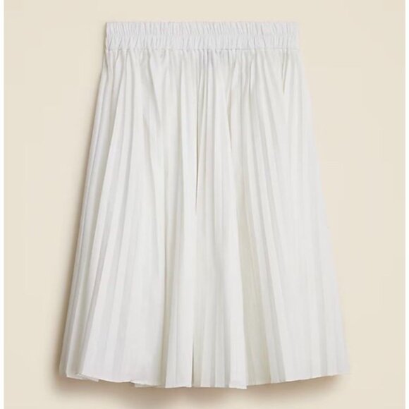 NEW J. Crew Smocked-waist Pleated Skirt White Womens Size XS Spring Summer Midi - Picture 1 of 7